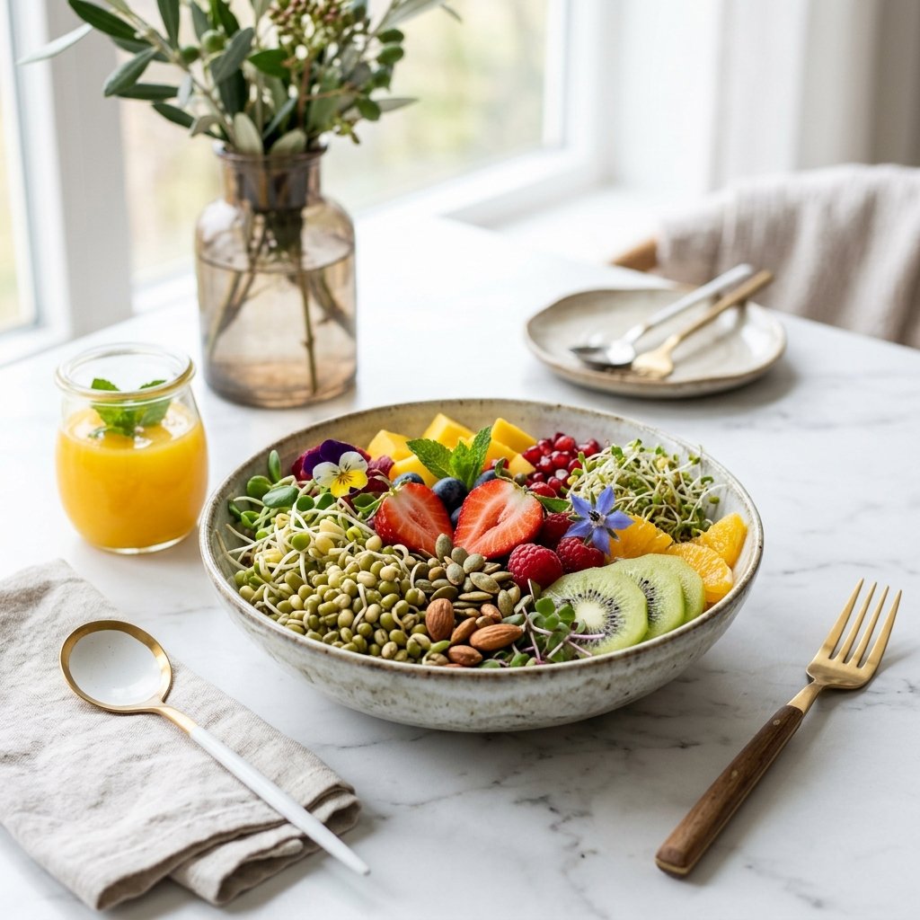Luxurious Mixed Sprouts and Fruits Bowl